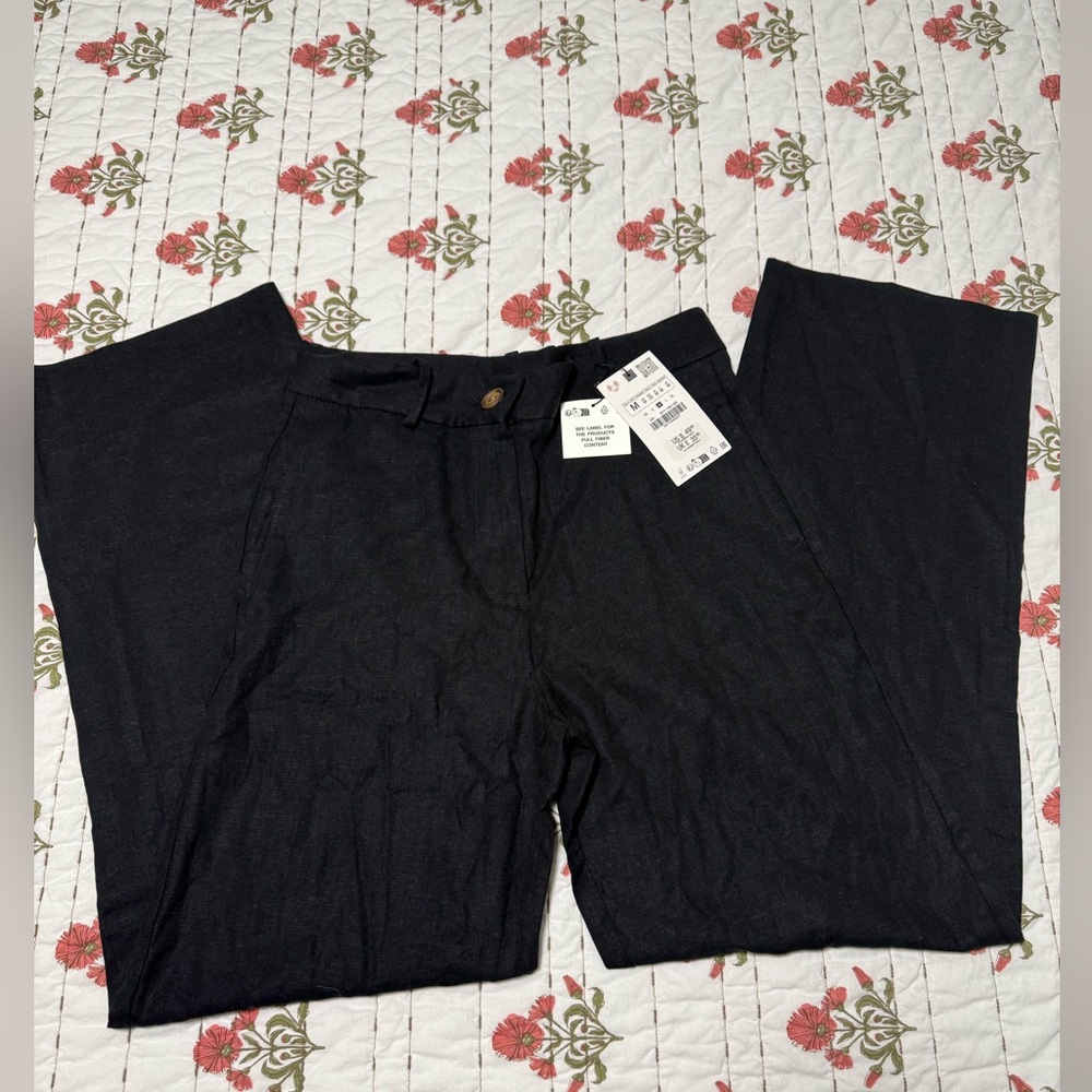 NWT Zara Linen Wide Leg Pants